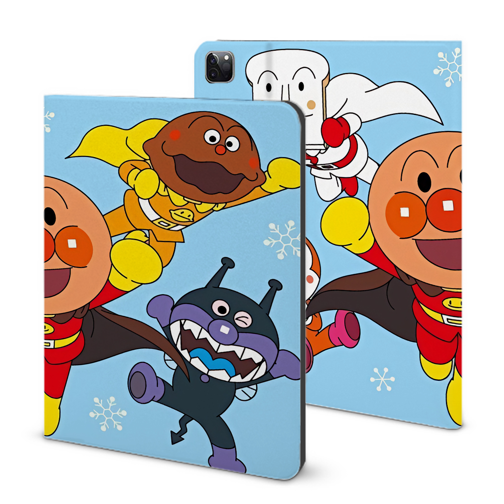 （画像用） アンパンマン Anpanman IPad ケース ブック型 PUレザー TPU 耐衝撃 軽量 薄型 ペン収納なし 全面保護 IPad 各モデル対応